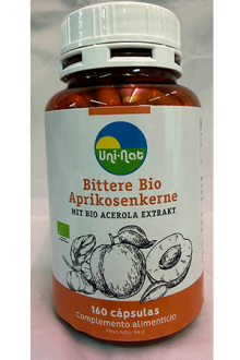 Frasco de semillas de albaricoque fermentadas 160 cápsulas complemento alimenticio.
